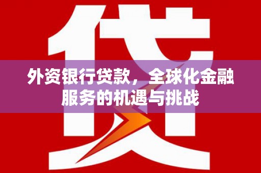鄂尔多斯外资银行贷款，全球化金融服务的机遇与挑战