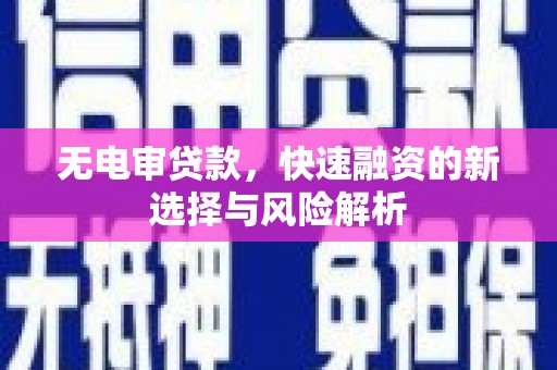 鄂尔多斯无电审贷款，快速融资的新选择与风险解析